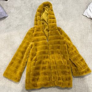 Yellow Fur Jacket hooded